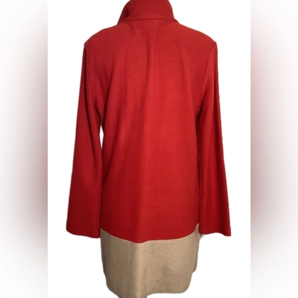 Classic 100% Wool Colorblock Coatigan Jacket Sz S Chic Minimal Sophisticated - Picture 4 of 16